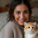 Aisha Rahman with adopted kitten Leo